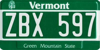 VT license plate ZBX597
