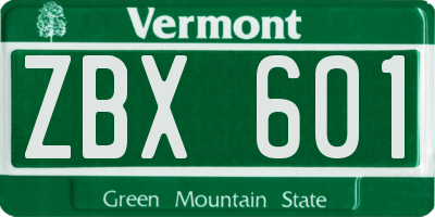 VT license plate ZBX601