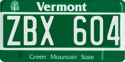 VT license plate ZBX604