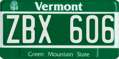 VT license plate ZBX606