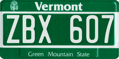 VT license plate ZBX607