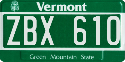 VT license plate ZBX610