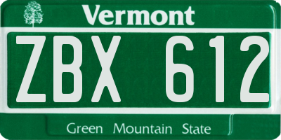 VT license plate ZBX612