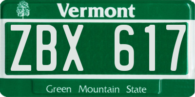 VT license plate ZBX617