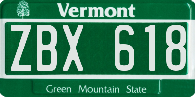 VT license plate ZBX618