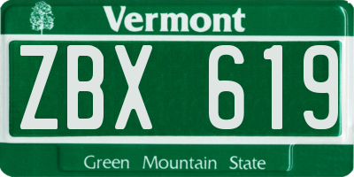 VT license plate ZBX619