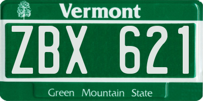 VT license plate ZBX621