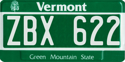 VT license plate ZBX622