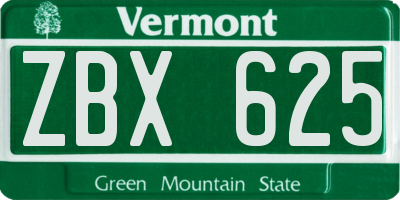 VT license plate ZBX625