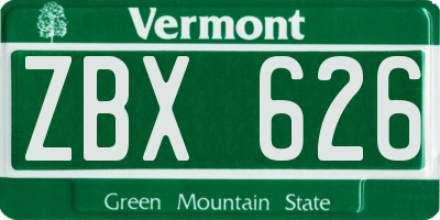VT license plate ZBX626