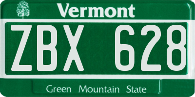VT license plate ZBX628
