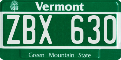 VT license plate ZBX630