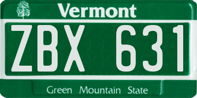 VT license plate ZBX631