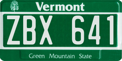 VT license plate ZBX641