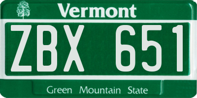 VT license plate ZBX651