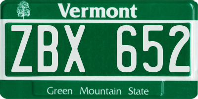 VT license plate ZBX652