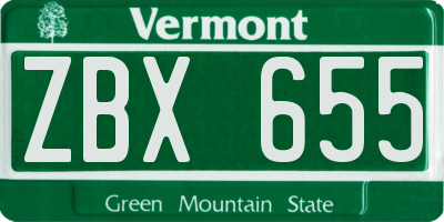 VT license plate ZBX655