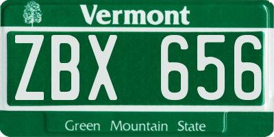VT license plate ZBX656