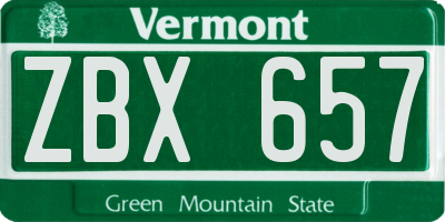VT license plate ZBX657