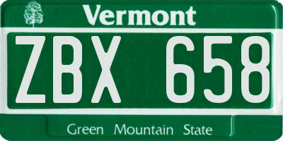 VT license plate ZBX658