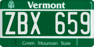 VT license plate ZBX659