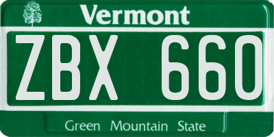 VT license plate ZBX660