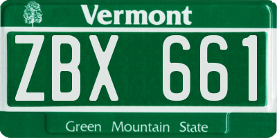 VT license plate ZBX661