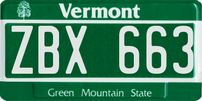 VT license plate ZBX663