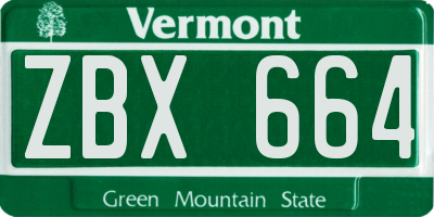 VT license plate ZBX664