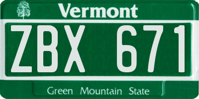 VT license plate ZBX671