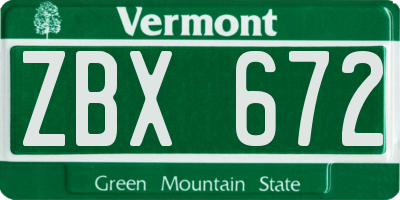 VT license plate ZBX672