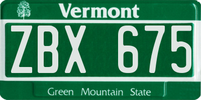 VT license plate ZBX675