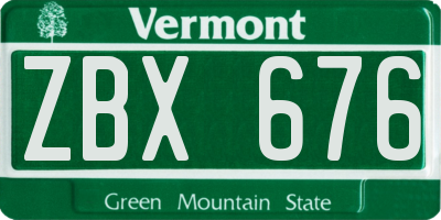 VT license plate ZBX676