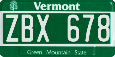 VT license plate ZBX678