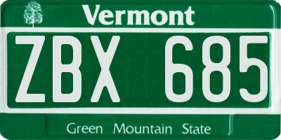 VT license plate ZBX685