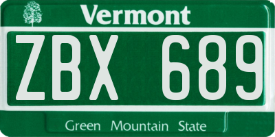 VT license plate ZBX689