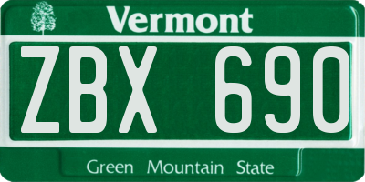 VT license plate ZBX690