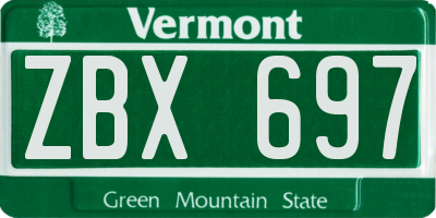 VT license plate ZBX697