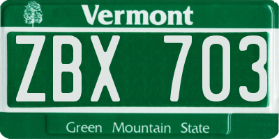 VT license plate ZBX703