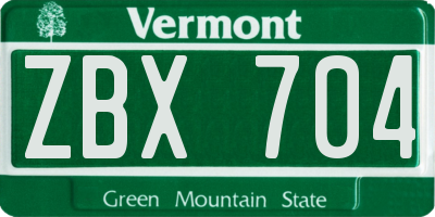 VT license plate ZBX704