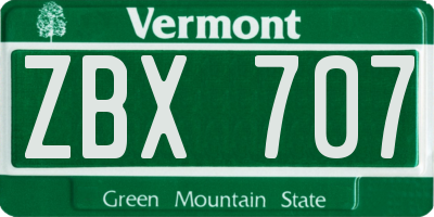 VT license plate ZBX707