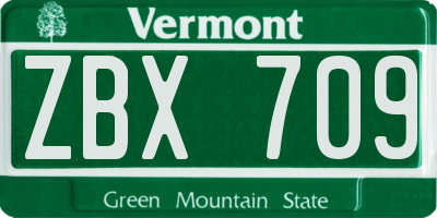 VT license plate ZBX709