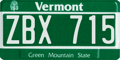 VT license plate ZBX715