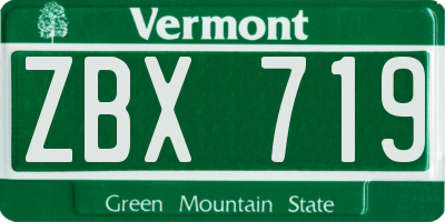 VT license plate ZBX719