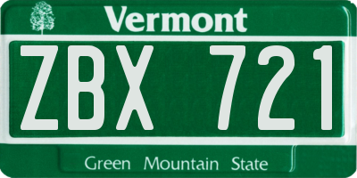 VT license plate ZBX721