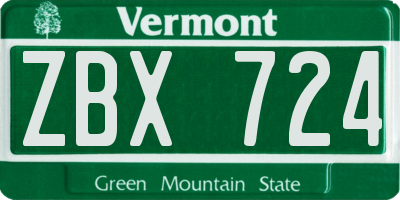 VT license plate ZBX724