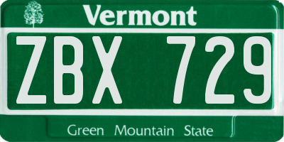 VT license plate ZBX729