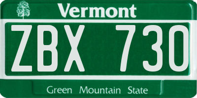 VT license plate ZBX730