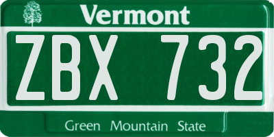 VT license plate ZBX732