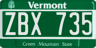 VT license plate ZBX735